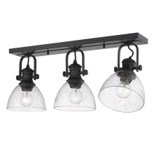 Golden 3118-3SF BLK-SD - Yep by Golden Lighting Hines 3-light Semi-Flush Mount in Matte Black and Seeded Glass
